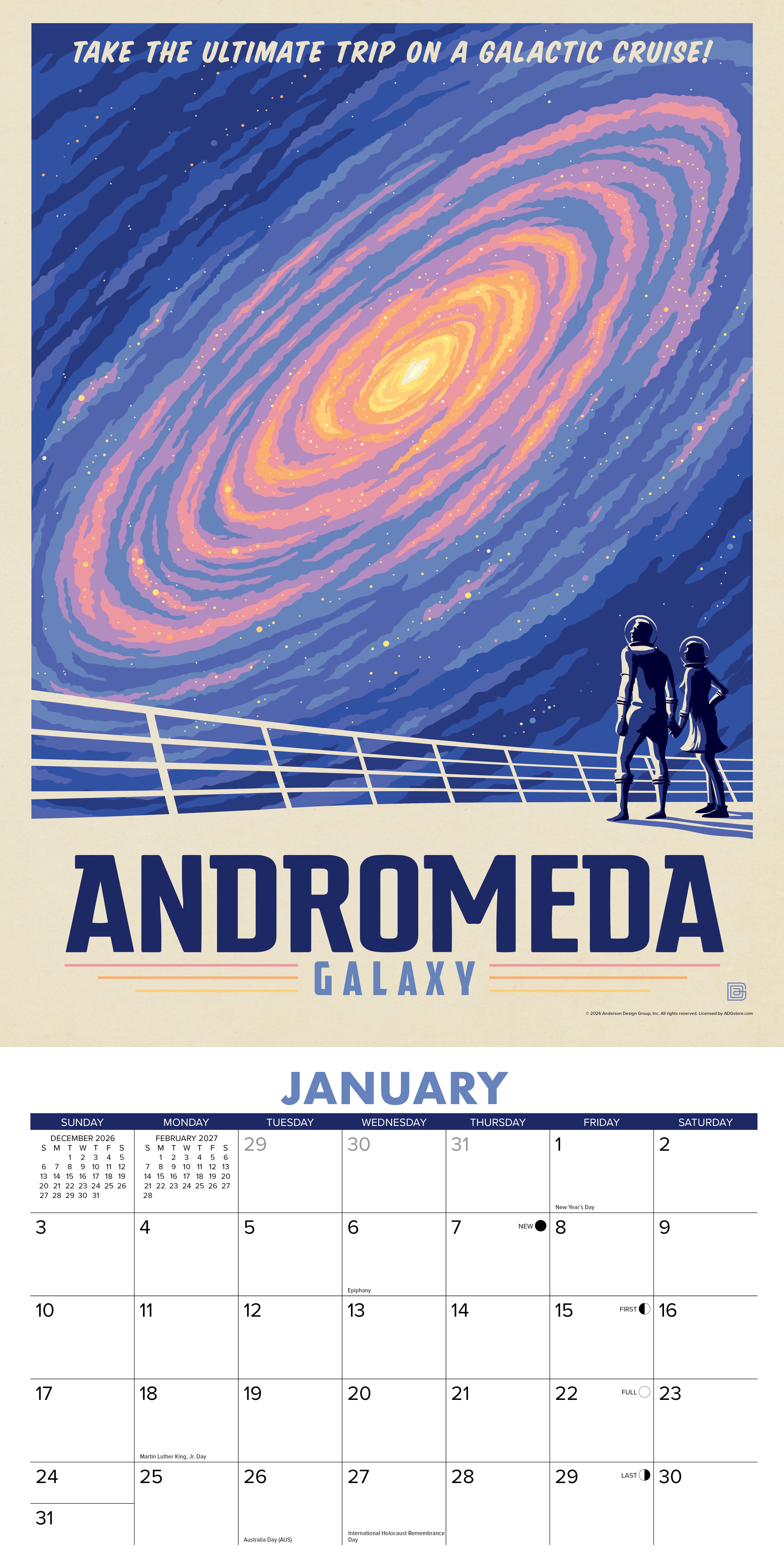 Willow Creek Press, Space Travel (ADG) 2027 Wall Calendar