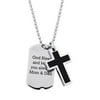 Personalized Planet Two-Tone Double Dog Tag Cross Engraved Stainless Steel Pendant, 20"