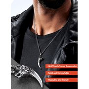 FaithHeart Wolf Tooth Necklace for Men Punk Tribal Fang Totem Amulet Pendant Necklace Animals Protectoion Jewelry Christmas Jewelry Gift for Son Brother Christmas