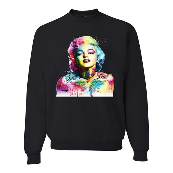 Wild Bobby Marilyn Monroe Multicolor Pop Art Pop Culture Unisex Crewneck Graphic Sweatshirt, Black, Small