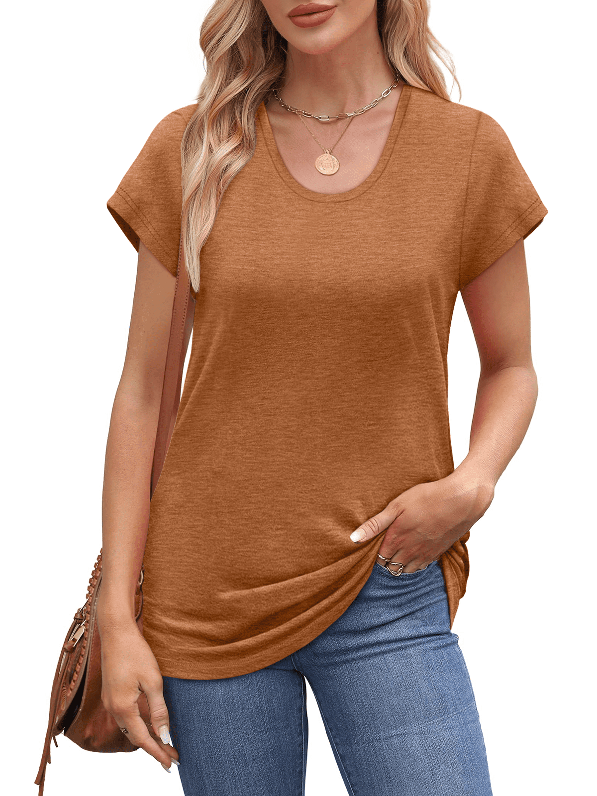 MOSHU Casual Womens T-Shirts Basic Tops for Women Cap Sleeve Loose Tank Tops
