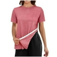 thumbnail image 3 of Amzcrzy Hauts pour Femmes Couleur Unie Col Rond Hauts Adaptatifs Manches Courtes Boutons Latéraux, 3 of 5