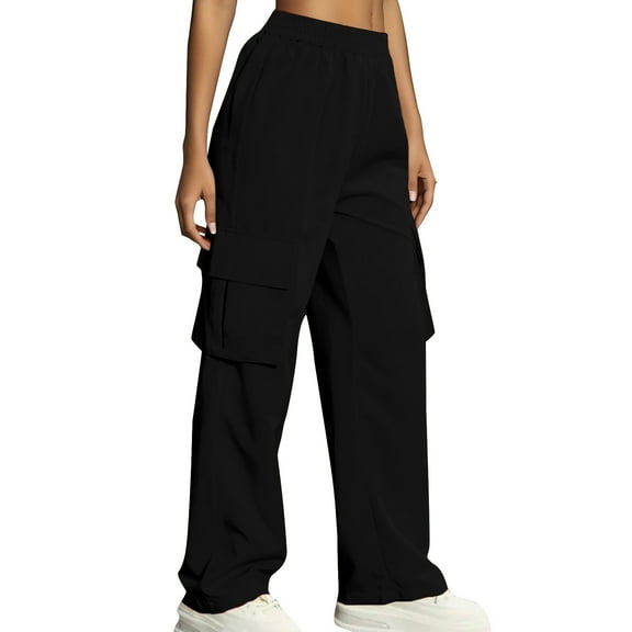 Pejock Women's Work Pants High Waisted Cargo with Flap Pockets, Straight Leg Trousers for Office, Casual, Gym & Four Seasons