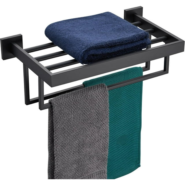Matte Towel Rack ‘‘ Bathroom Towel Shelf with Double Towel Bars SUS Stainless Steel Wall Mounted BBK