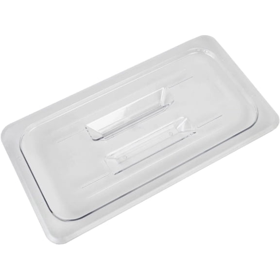 TrueCraftware- 1/3 Size Solid Polycarbonate Handled Food Pan Lid Clear Color- Food Storage Container Cover Restaurant Commercial Hotel Pans Cover for Food Prep Fruits Vegetables Beans Corns