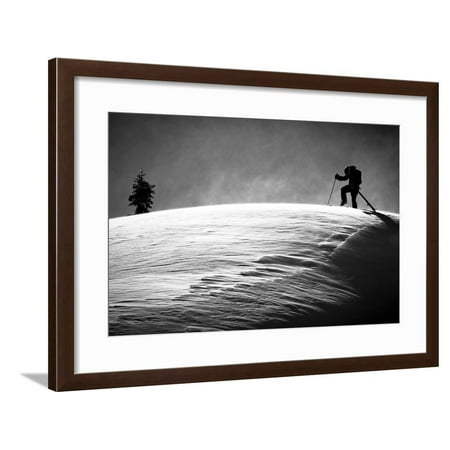 A Young Male Skier Clicks into His Bindings in the Backcountry Near Mt Baker Ski Area in Washington Framed Print Wall Art By Jay (Best Skis For Intermediate Male Skier)
