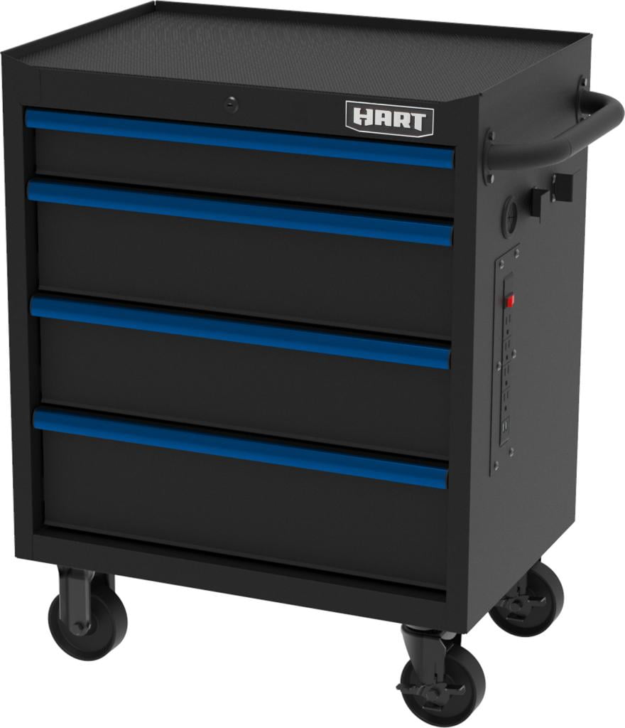HART 27-Inch 4-Drawer Rolling Tool Cabinet, Heavy-Duty Steel Base with Locking Storage