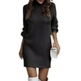 thumbnail image 3 of HAJWOH Sweater Dresses for Women 2025 Fall Winter Long Sleeve Knit Pullover Dresses Turtleneck Bodycon Casual Fall Mini Sweaters Dresses Black L, 3 of 7