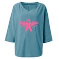 thumbnail image 4 of Ichuanyi liquidación de moda femenina de verano en v-neck 3/4 manga estampada de camiseta casual de camiseta ICHUANYI WER202308241759, 4 of 5