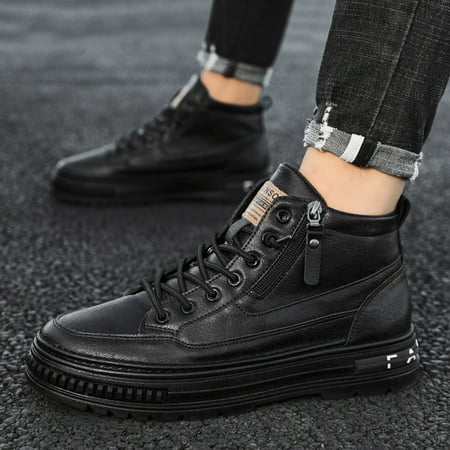 

Cathalem Suede Boots for Women Booties Men Shoes Small White Shoes High Top Retro Board Shoes Students Fashionable Thick Soled Shoes Black 9.5