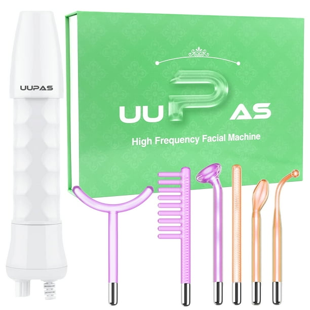 Varita facial de alta frecuencia - Máquina facial portátil de alta frecuencia UUPAS con 6 tubos diferentes (naranja y morado)