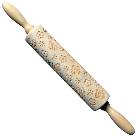 

Wooden Easter Bunny Carrot Rolling Pin Printed Cookie Dough Stick