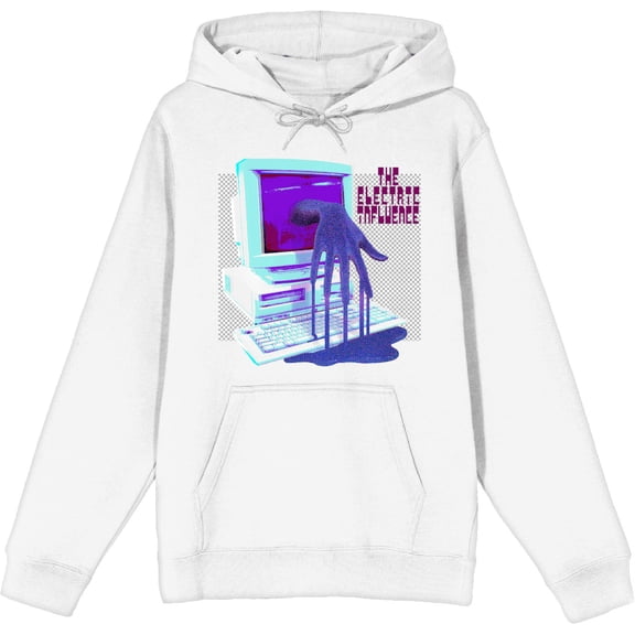 Low Poly Y2K Trend The Electric Influence Adult White Long Sleeve Hoodie-Medium