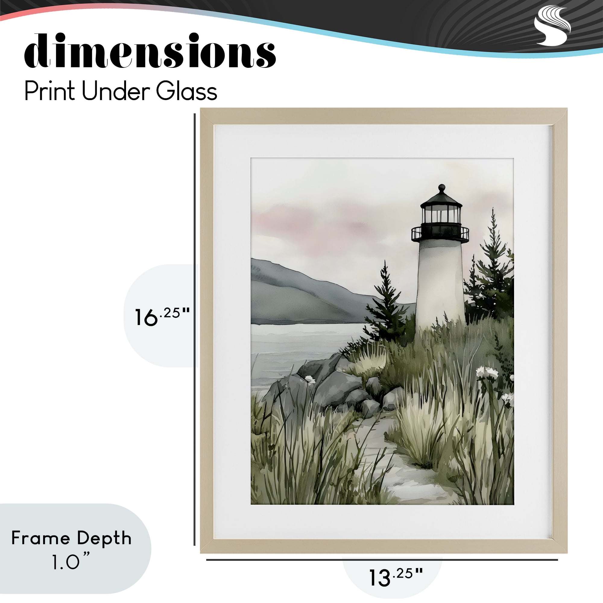 Stupell Industries Coastal Calm Lighthouse Birch Framed Print Under Glass, design by Riley B