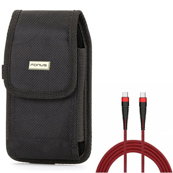 10ft PD Cable w Case Belt Clip for Samsung Galaxy S22 Ultra,S21,Ultra,S20 Ultra,Plus,Fan Edition,FE 5G - Type-C to USB-C Charger Cord Power, Rugged Holster Combo