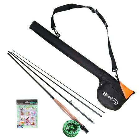 Fly Fishing Rod and Reel Combo Kit 4-Piece 9 Feet Fly Fishing Rod Pole with Reel Flies Storage Tube Case