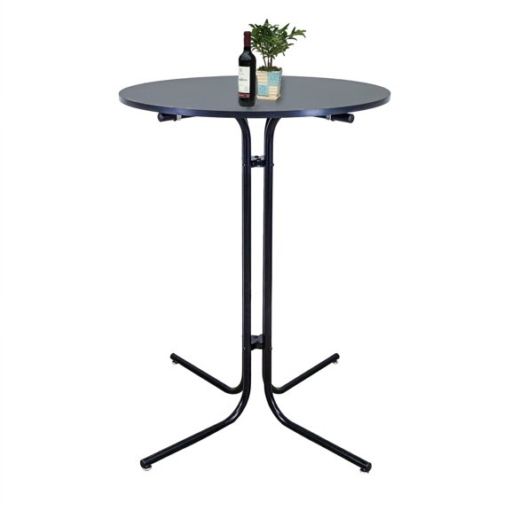 FixtureDisplays 31.5" Diameter 42" Tall Cocktail High Table Easy Fold Black Party Tradeshow Mobile Desk 119990