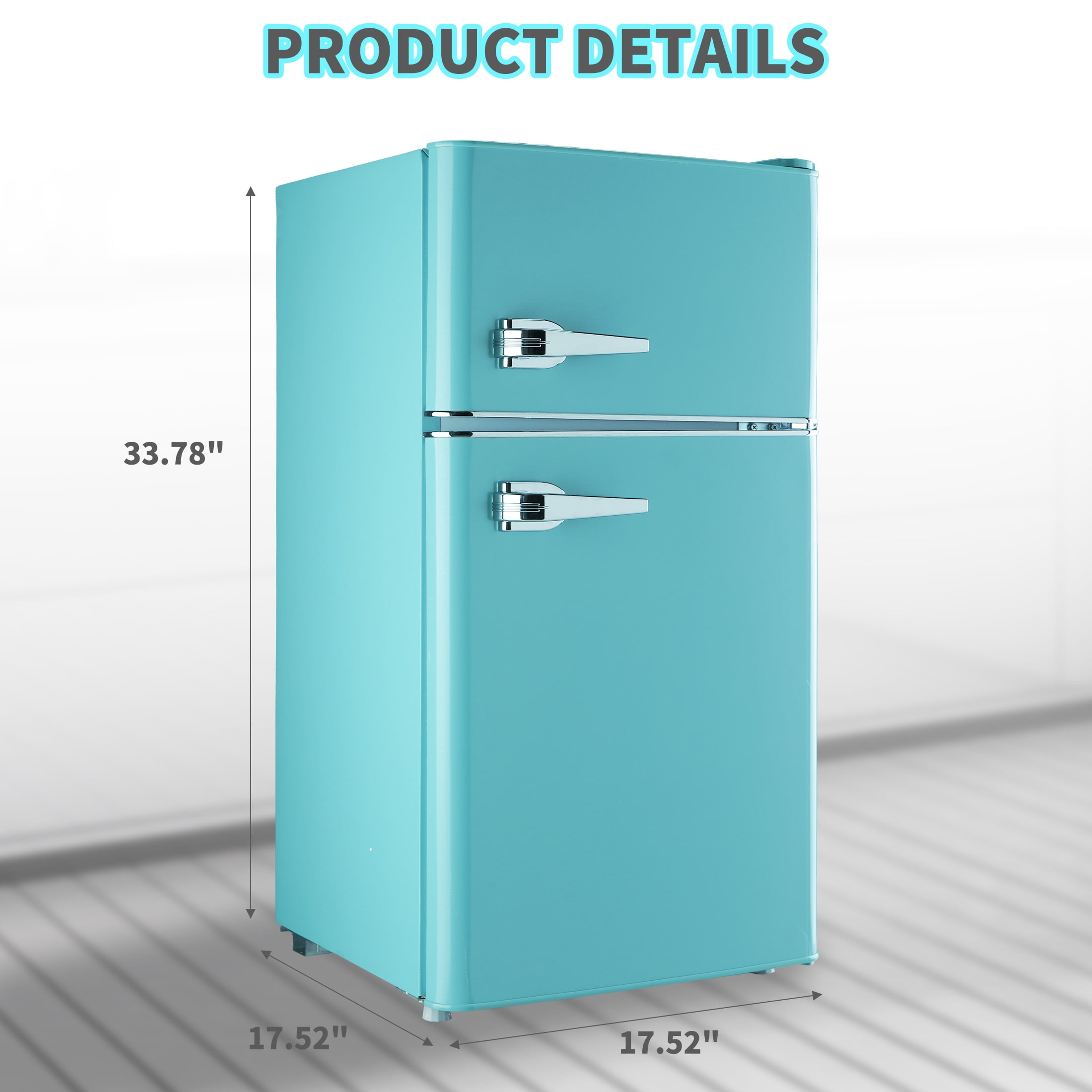 2 Door Mini Fridge with Freezer,3.5Cu.ft Small Freezer,7