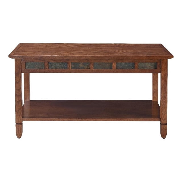 Leick Furniture Rustic Slate Rectangular Wood Coffee Table in Rustic Oak