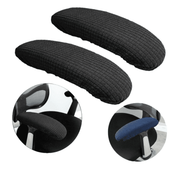 MODANU 1 Pair Office Chair Arm Armrest Covers Stretchable Slipcover Protector Sleeve for Computer Gaming Desk Rotating Chairs Easy Install & Clean, Comfortable, Matt Black