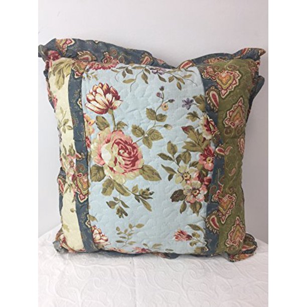 JCPenney Rosewood Quilted Floral and Paisley Throw Pillow 17"x17"