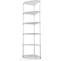 6 Tier NSF Metal Shelf Pentagonal Corner Wire Shelving Unit, 72"H x 20"L x 20"D - Chrome, 600lbs Capacity Heavy Duty Adjustable Storage Rack with Shelf Liners for Kitchen Garage Office Room Corner
