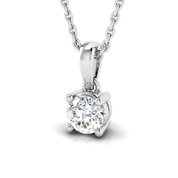 Pristine Fire 14k White Gold and 1/4 Carat Lab Grown Diamond Solitaire Pendant (With 16" Chain) for Women (DE Color VVS1 Clarity)