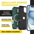 thumbnail image 2 of OtterBox Commuter Series Case - iPhone 17e, iPhone 16e, iPhone 15, iPhone 14, iPhone 13 - MagSafe Edition - Thin & Tough, Pocket-Friendly, with Port Protection - Green & Black, 2 of 8