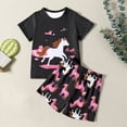 thumbnail image 4 of Byoo Toddler Girls Horse Print Outfit Set Short Sleeve Soft Top Shorts Cloth Set Cozy Comfortable Sleepwear Sets, 4 of 6