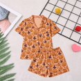 thumbnail image 2 of Lounge Sets for Women Simple Short Sleeve Button Down Soft Fabric Tops And Shorts Soft Pajama Set Red XXL, 2 of 4