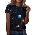 thumbnail image 2 of Ounisa Unisex Short Sleeve T Shirts Crew Neck Starry Sky Galaxy Print Casual Soft Loose Fit Spring Summer Daily Wear Fashion Tops S-5XL, 2 of 6