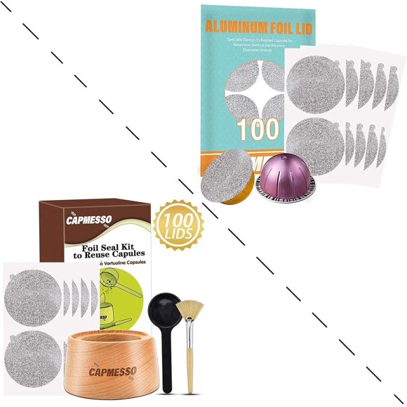 Aluminum Foil Seals Kit to Reuse Refillable Nespresso Vertuoline Capsules, Vertuoline Pods (Complete Seal Kit+200pcs Lids)