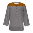 thumbnail image 3 of 3/4 Manga Superior Impresa Botón Suelto Cuello Redondo Camiseta, Tops Sueltos para las Mujeres, 3 of 3