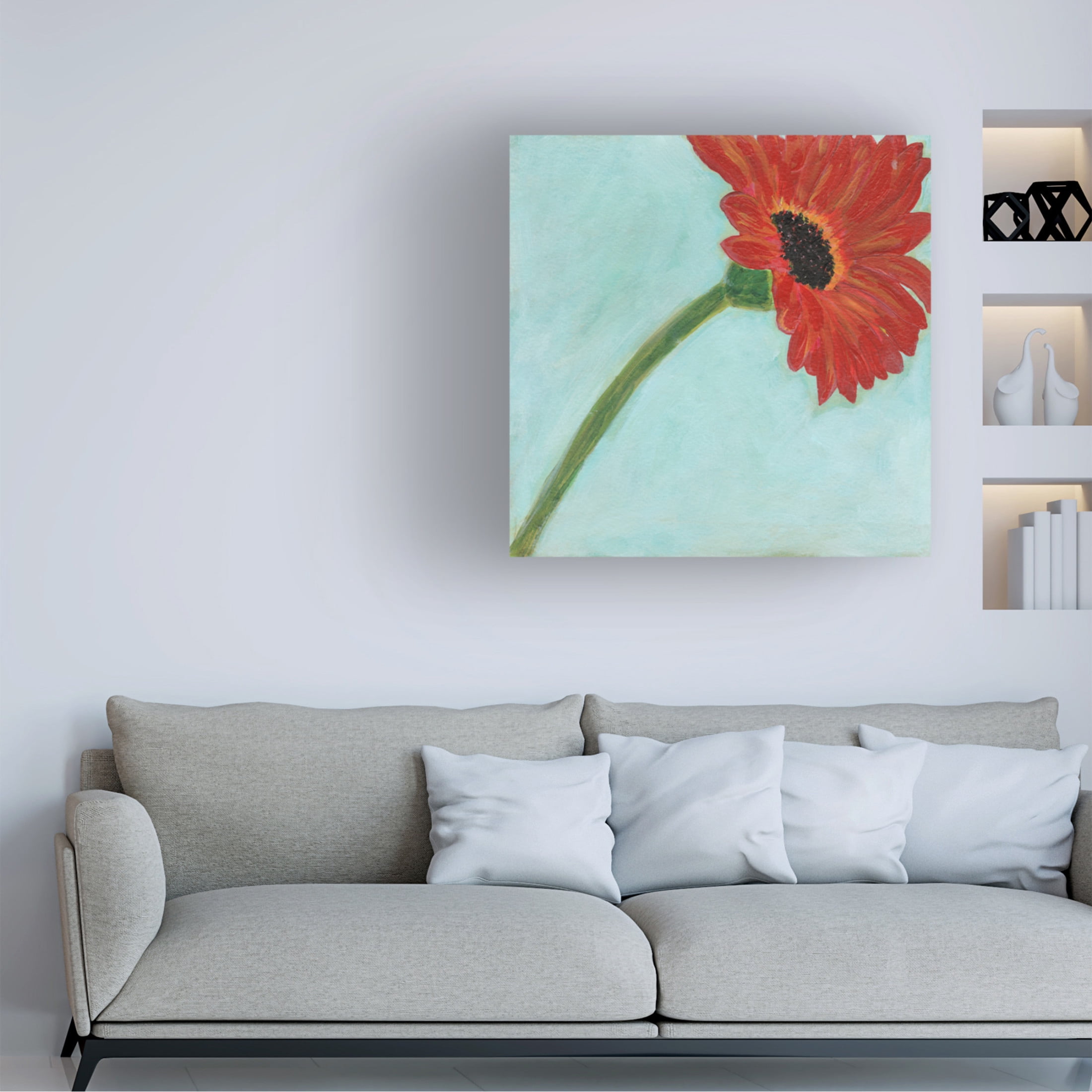 Canvas Wall Art - Jodi Fuchs 'Super Daisy II' Wall Art for Living Room, Bedroom, or Office Décor by Trademark Fine Art - 35 x 35 Inches