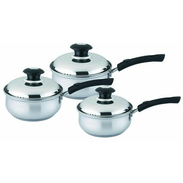 6 Pcs Stainless Steel Saucepan Set with Lid, Silver
