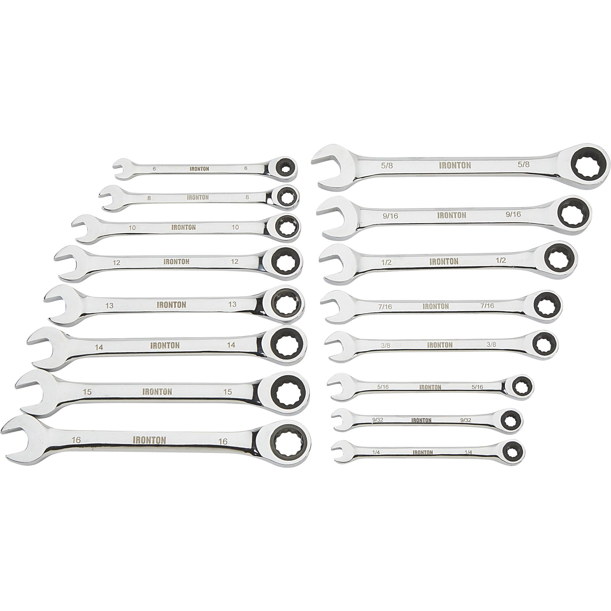 Ironton 16-Pc. SAE/MM Ratchet Wrench Set, Model# 573089A