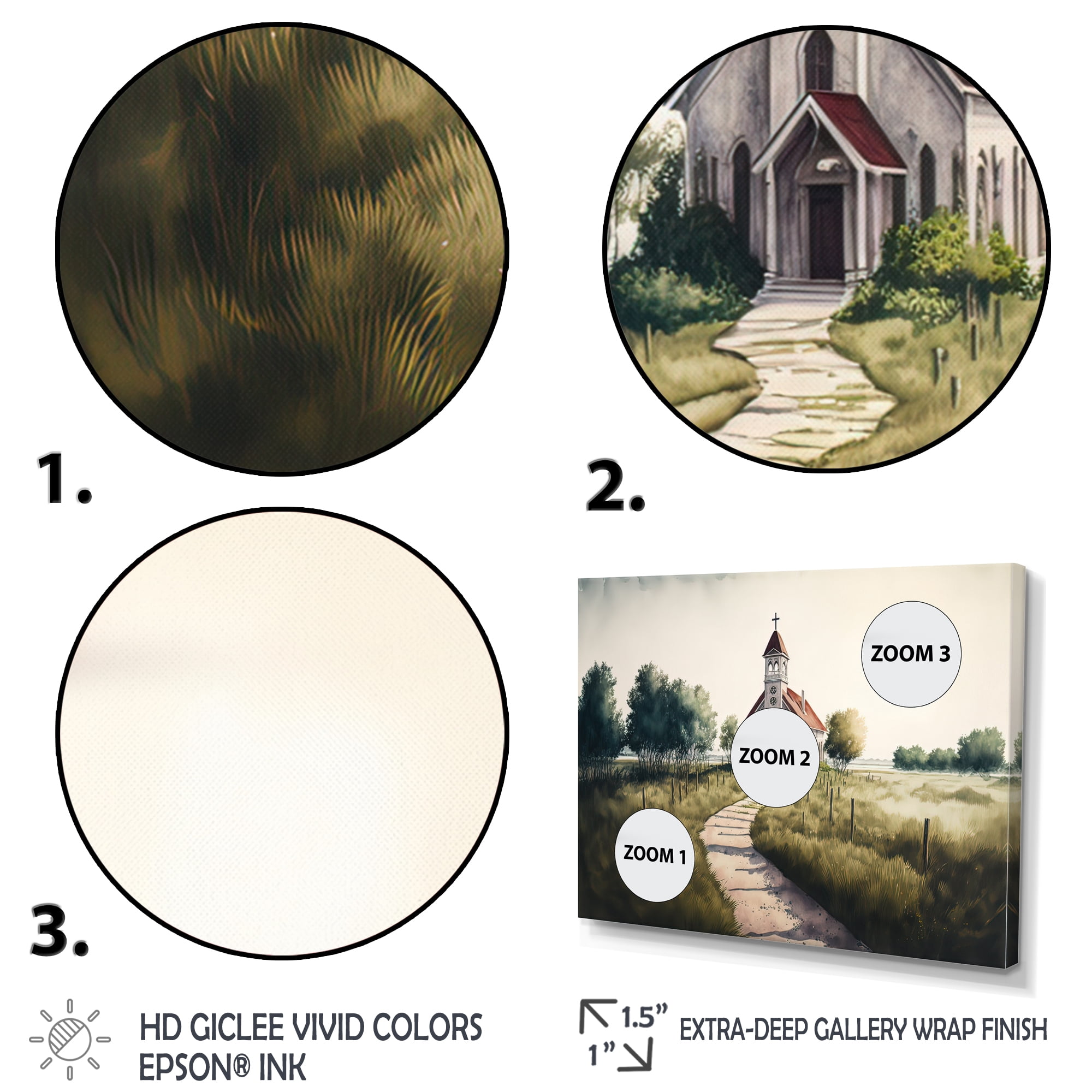 Designart Winding Path To Church III Canvas Wall Art