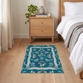 thumbnail image 3 of ODIKA 2'x3' Ultra-Soft Accent Mat, Wave Beachy Border Entry Themed Teal Bathroom Nautical Turtle Ocean Playful None Washable, Bare feet friendly, Easy Care Indoor rug for Bedside, Footrest, 3 of 7