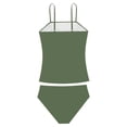 thumbnail image 4 of Girls 2 Piece Tankini Swimsuit Adjustable Straps Cut Out Solid Color Bathing Suit with Padded Shell Tween Swimwear for Beach Pool Vacation(Green/150), 4 of 8