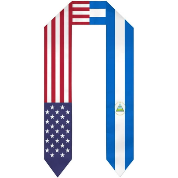 USA United States & Nicaragua Flag Graduation Stole For International Student Stole Pride Cheers Shawls