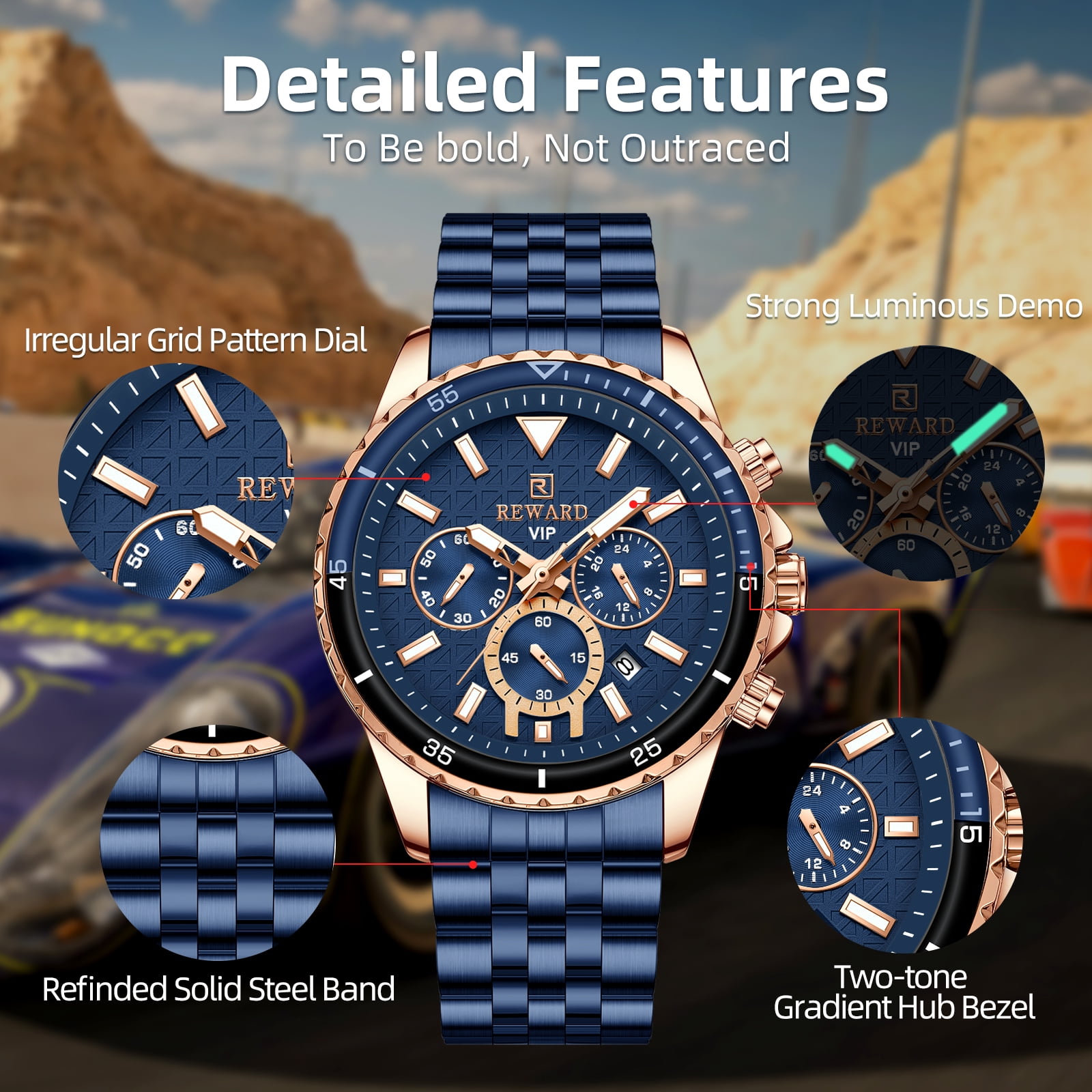 Mens Watches Analog Quartz Chronograph Stainless Steel Watches for Men 30M Waterproof Men's Wrist Watches with Calendar Luxury Business Work Casual Watch Elegant Gifts