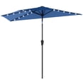 thumbnail image 1 of Outsunny 9ft Half Patio Umbrella Outdoor with Solar LED Lights, Navy Blue, 1 of 10