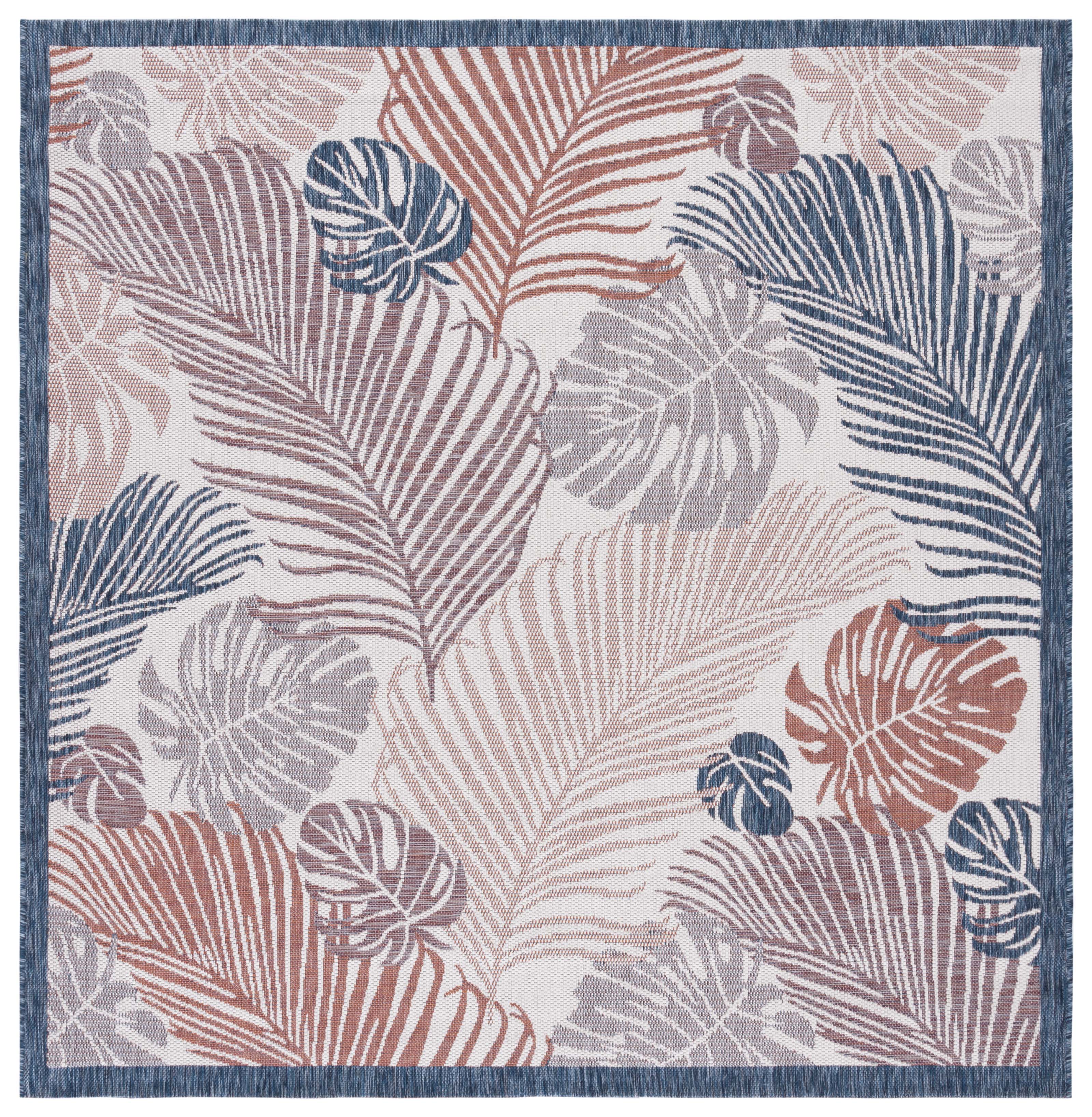 Safavieh Courtyard Nicholas Botanical Indoor/Outdoor Area Rug, Beige/Rust, 6'7" x 6'7" Square