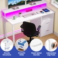 thumbnail image 2 of ModFusion 47" Home Office Computer Desk for Small Space with LED Lights, Power Outlets, Storage Drawers & Monitor Stand, White, 2 of 10