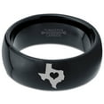 thumbnail image 2 of Tungsten Texas The Lone Star State Heart Band Ring 8mm Men Women Comfort Fit Black Dome Polished, 2 of 4