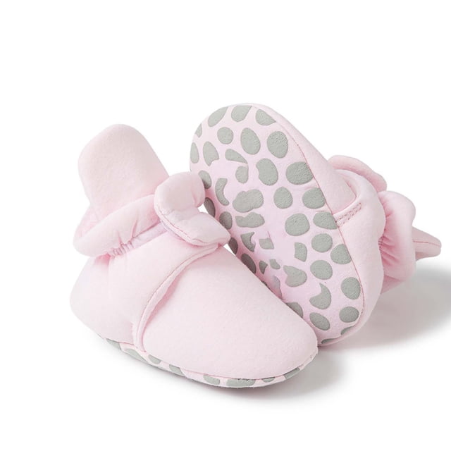 NOKIO Clearence Baby Girls Socks Shoes Solid Color Patchwork Knitted Plush Non-Slip Socks 0-12 Months Breathable Comfortable Indoor