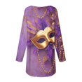 thumbnail image 5 of Mardi Gras Shirts for Women Mask Print Glitter Long Sleeve Graphic Tee Sequins Crew Neck Holiday Tops Purple 2XL, 5 of 5