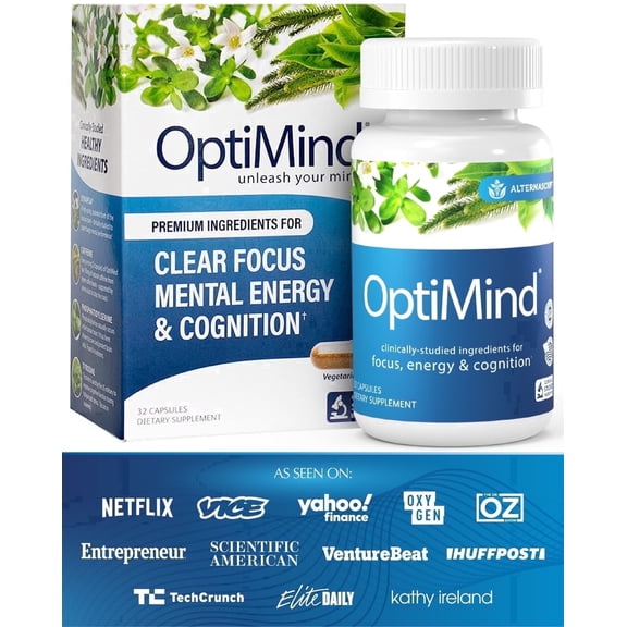 OptiMind Nootropic Brain Supplement for Memory, Focus & Energy – Mental Clarity, 32 Capsules