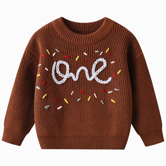 Gubotare Kids Sweater Boys Basic Sweater Long Sleeve Crew Neck Classic Knit Pullover 5T 6T (Coffee,5-6 Years)