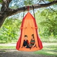 thumbnail image 3 of WYDK Kids Hanging Chair Swing Tent Set, Hammock Nest Pod Hanging Swing Seat for Boys/Girls, Children Swing Play House with Detachable Play Tent, Max Capacity 330 LBS, 40", Orange, 3 of 10
